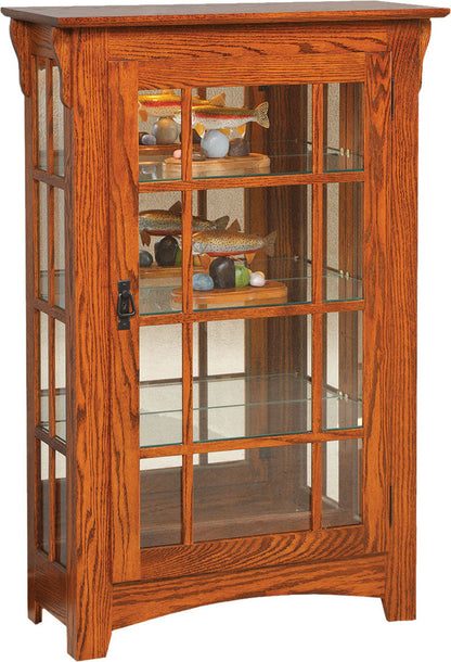 Mission Single Door Curio with Mullions in Sides