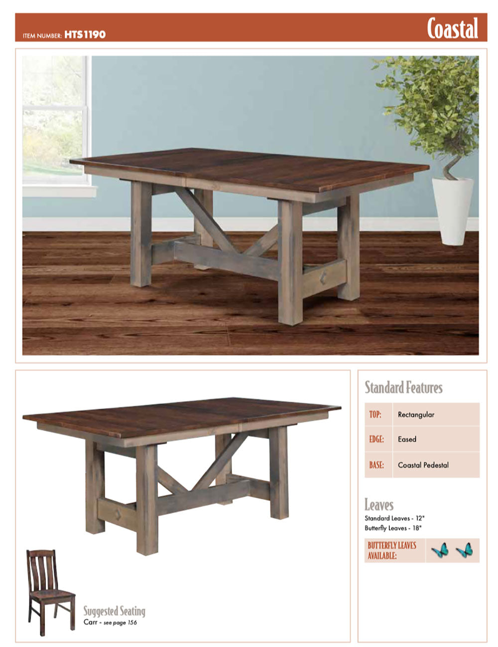 Coastal Double Pedestal Table