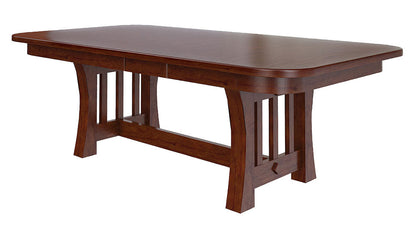 Curved Mission Double Pedestal Table