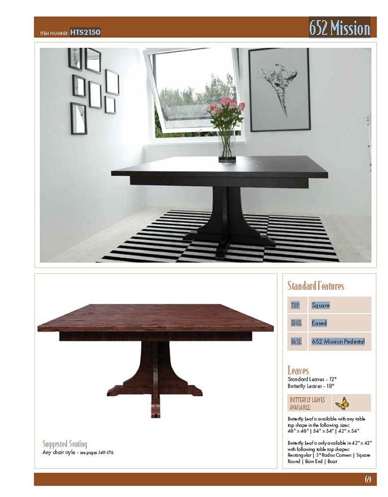 652 Mission Single Pedestal Table