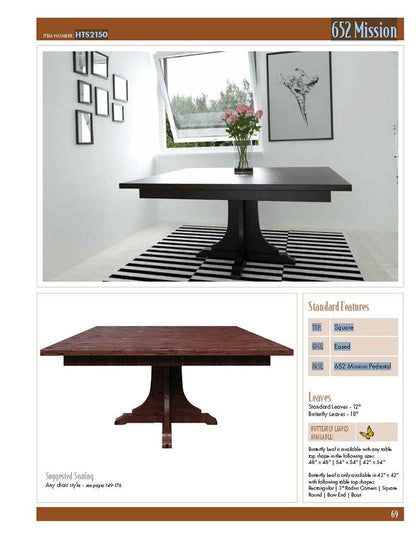 652 Mission Single Pedestal Table