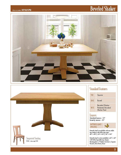 Beveled Shaker Single Pedestal Table
