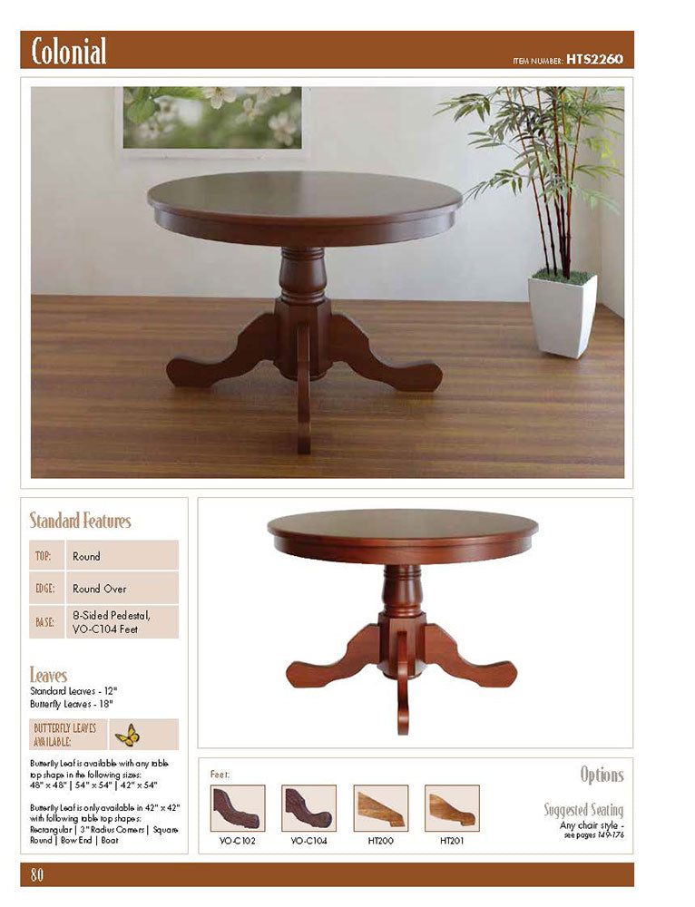 Colonial Single Pedestal Table