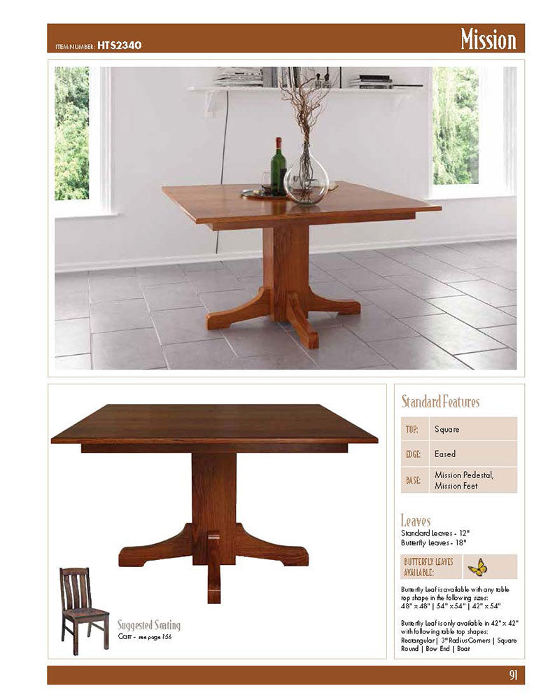 Mission Single Pedestal Table