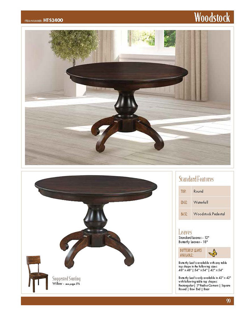 Woodstock Single Pedestal Table