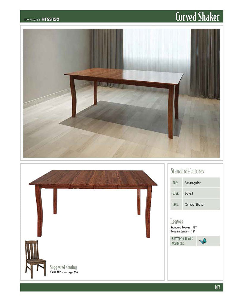 Curved Shaker Leg Table