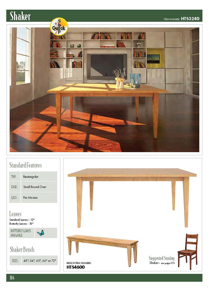 Shaker Leg Bench