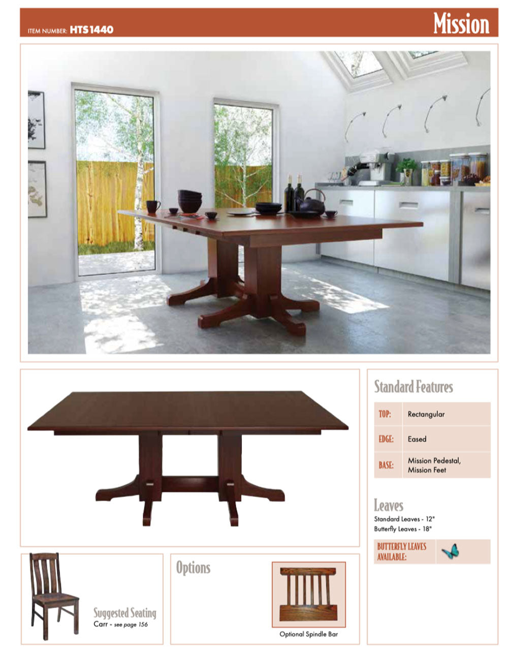 Mission Double Pedestal Table