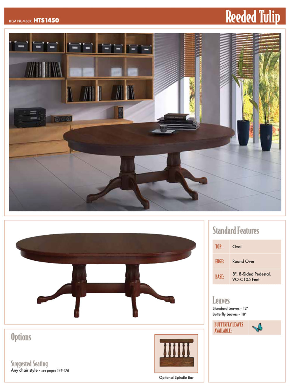 Reeded Tulip Double Pedestal Table