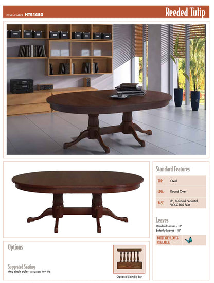 Reeded Tulip Double Pedestal Table