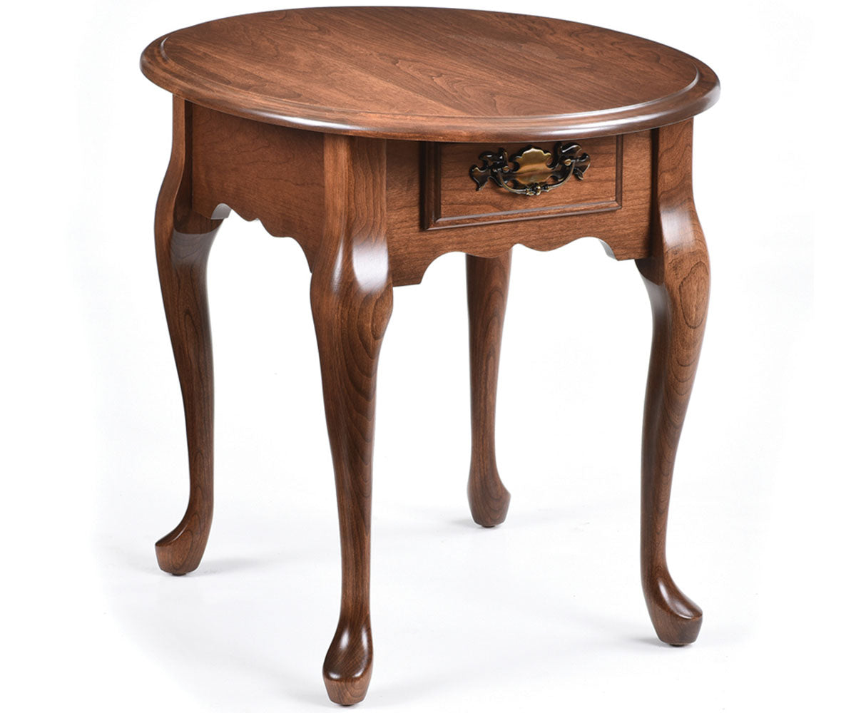 Queen Anne Oval End Table – 21"W