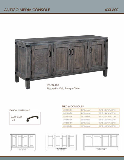 Antigo 56" Media Console With Wooden Doors