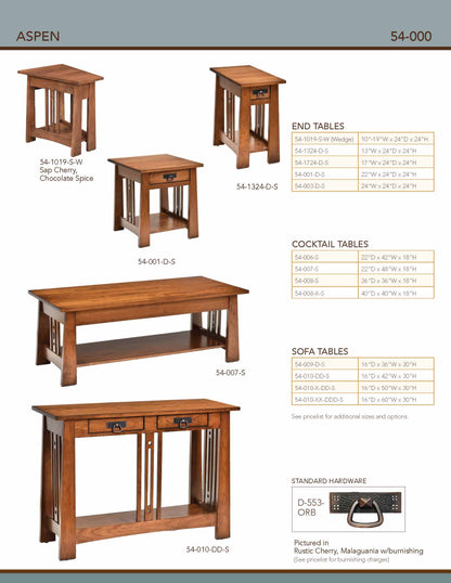 Aspen Wedge End Table – 10"-19"W