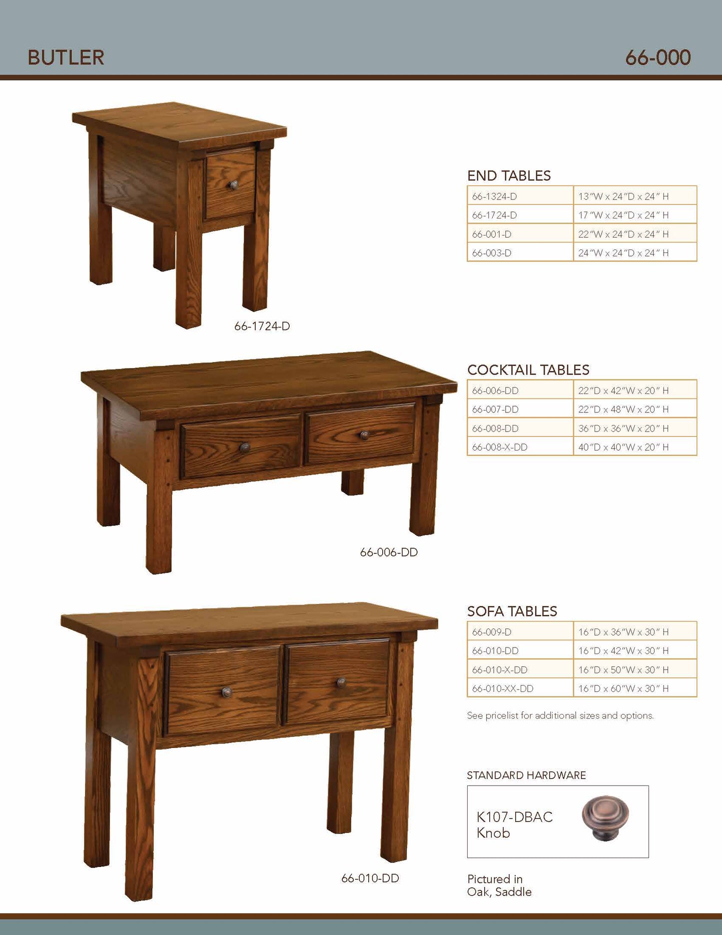 Butler Sofa Table – 42"W