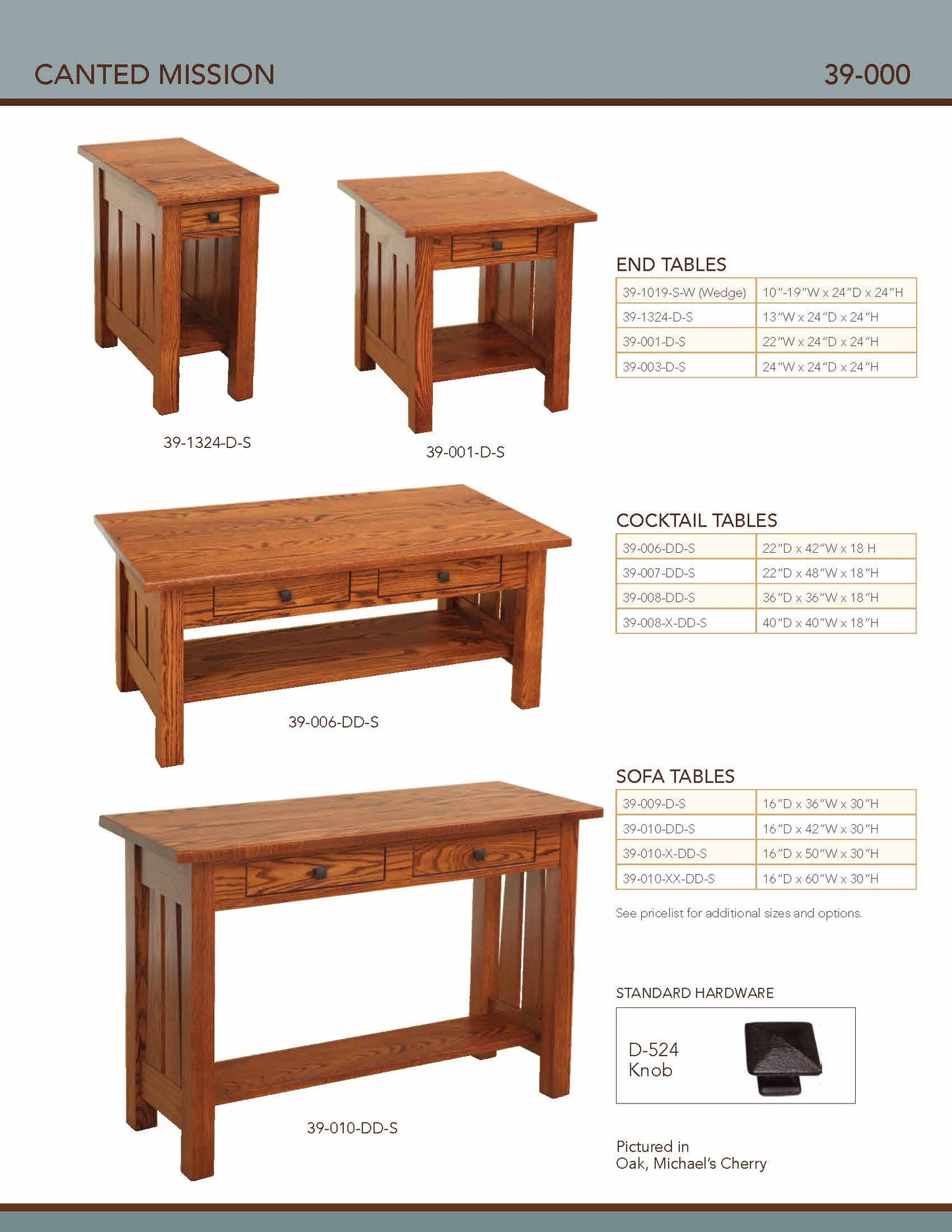 Canted Mission Sofa Table – 42"W