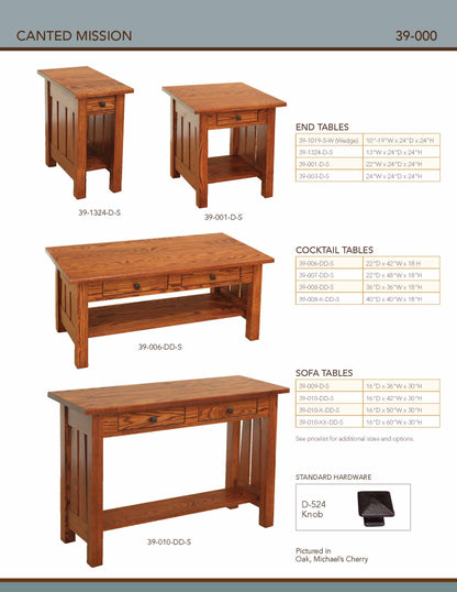 Canted Mission Cocktail Table – 42"W