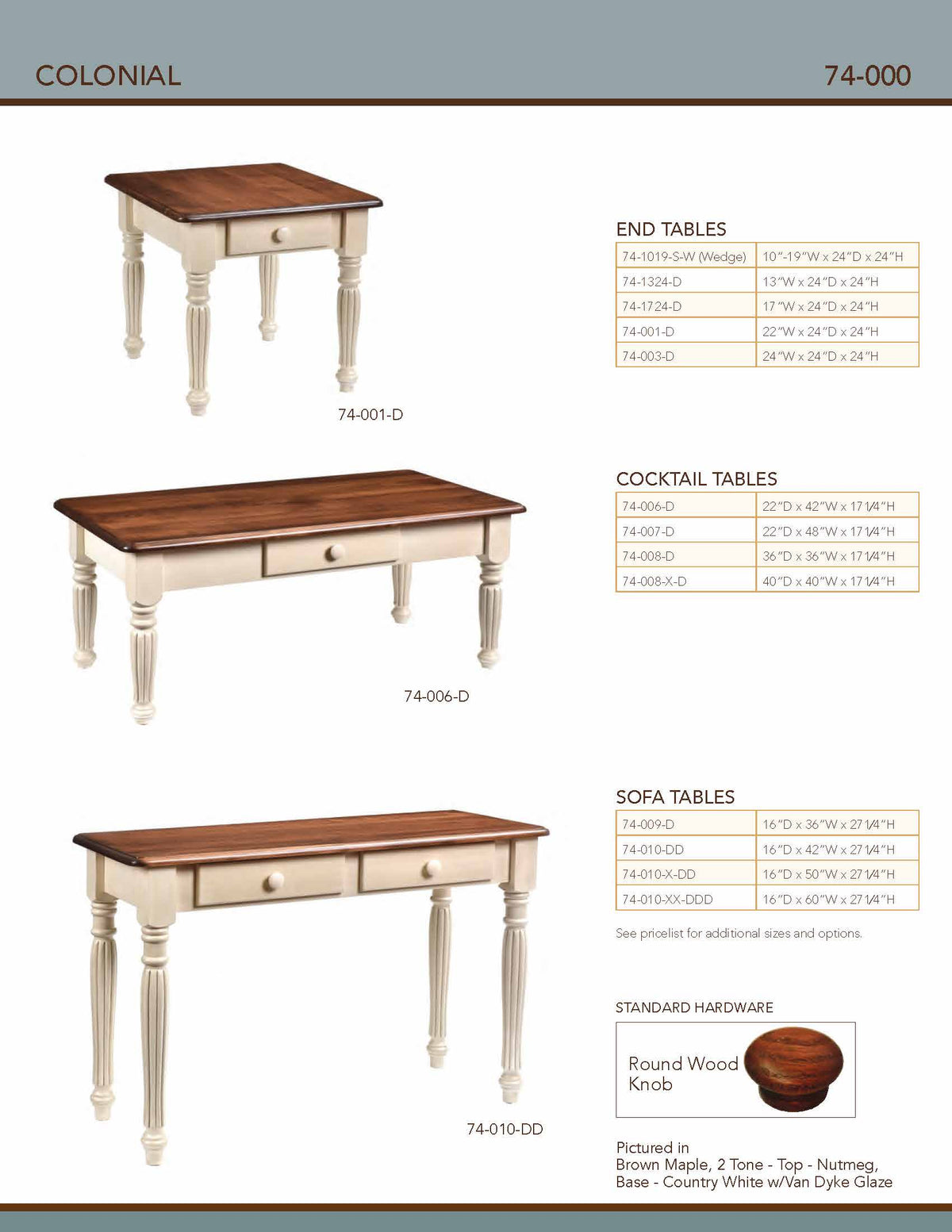 Colonial Cocktail Table – 42"W