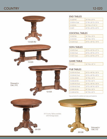 Country Oval Sofa Table – 42"W