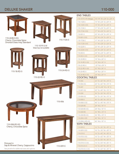 Deluxe Shaker 18" Round End Table