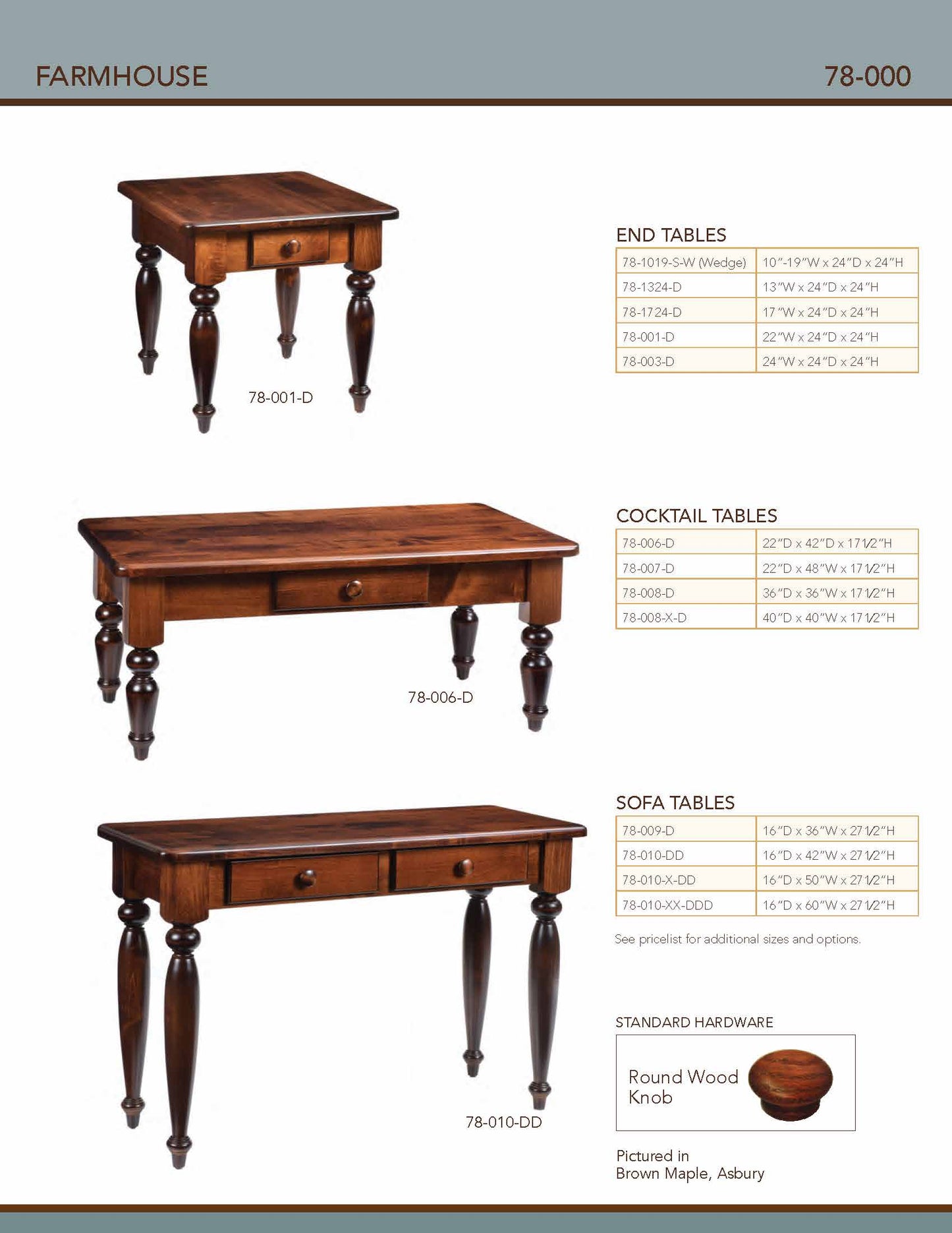 Farmhouse Sofa Table –  42"W