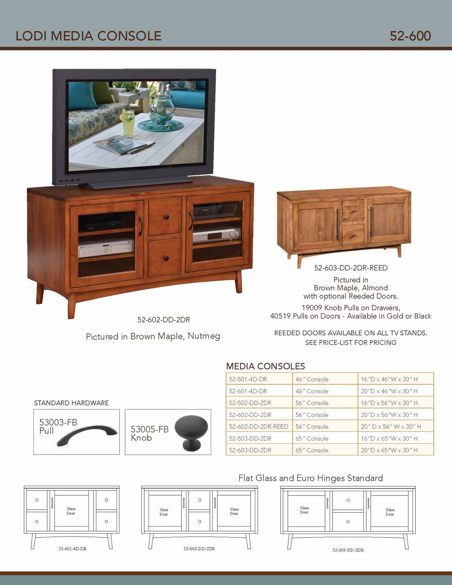 Lodi 56" 2 Door with 3 Shelves Media Console