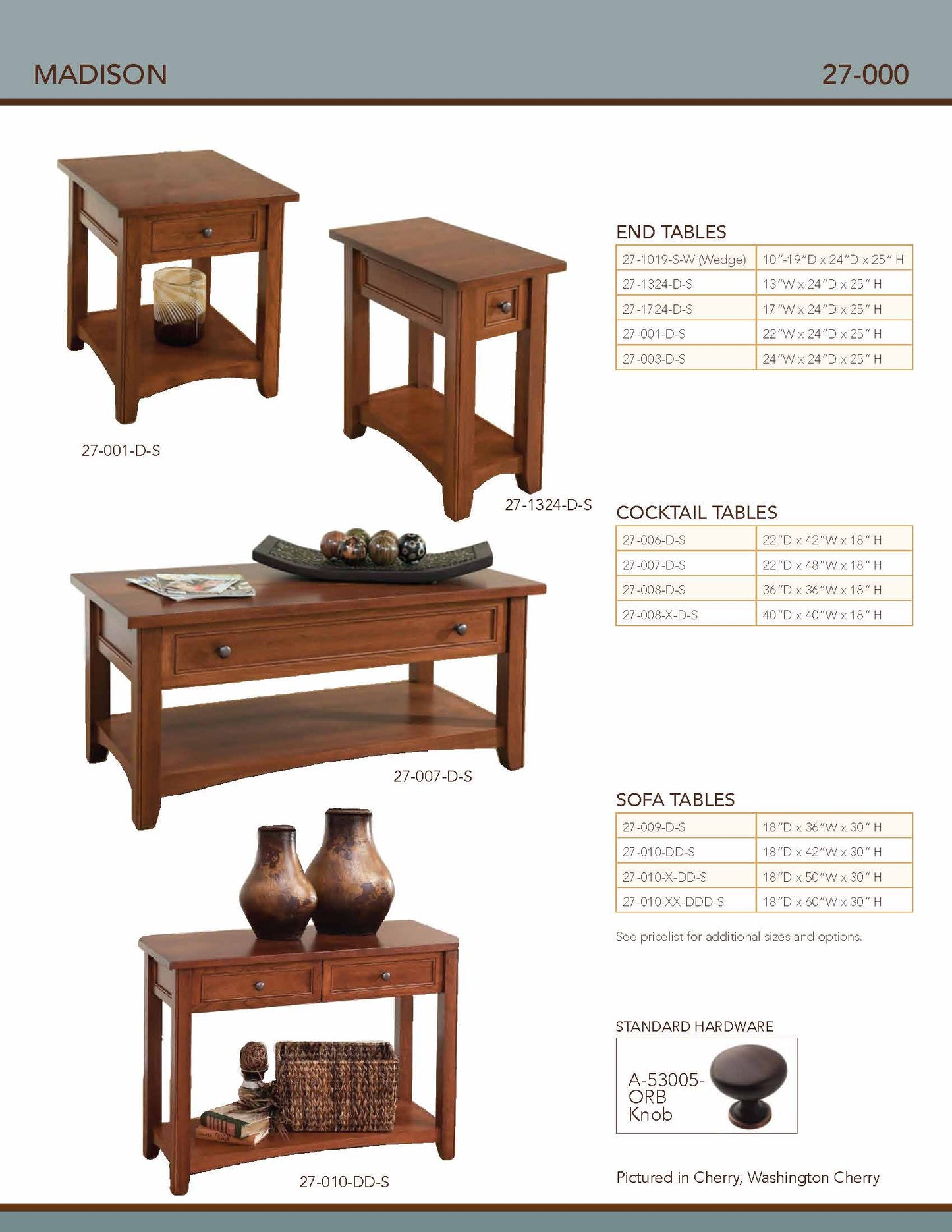 Madison Sofa Table – 42"W