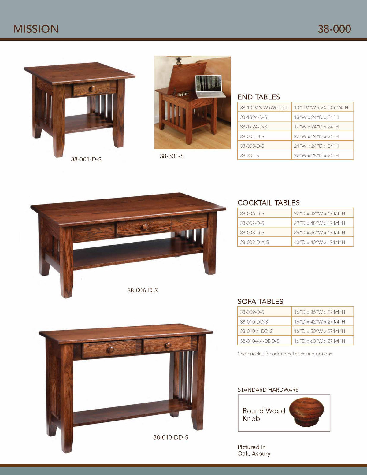 Mission Cocktail Table –42"W