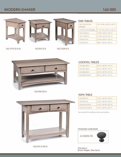 Modern Shaker Wedge End Table – 19"W