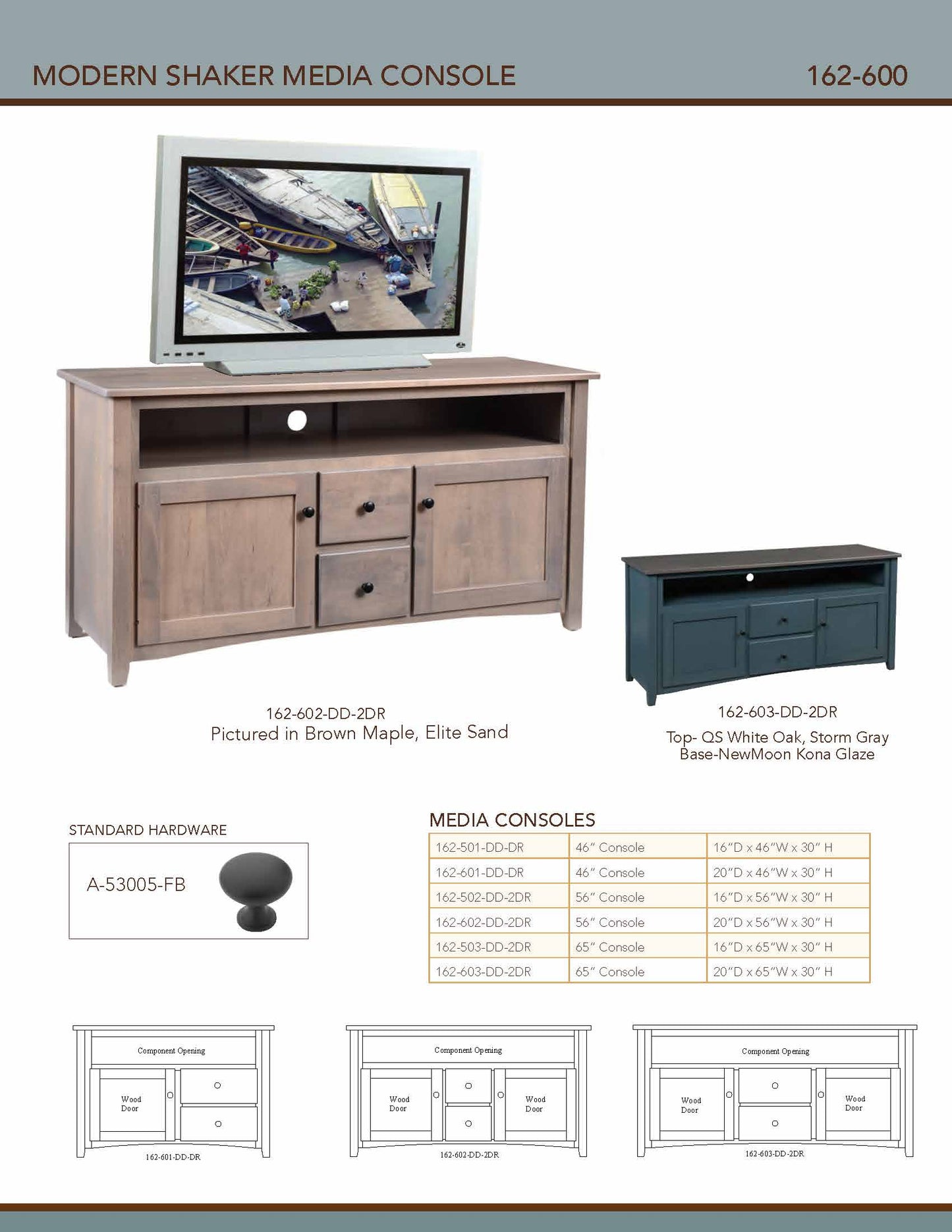 Modern Shaker 65" Media Console With Two Shelves