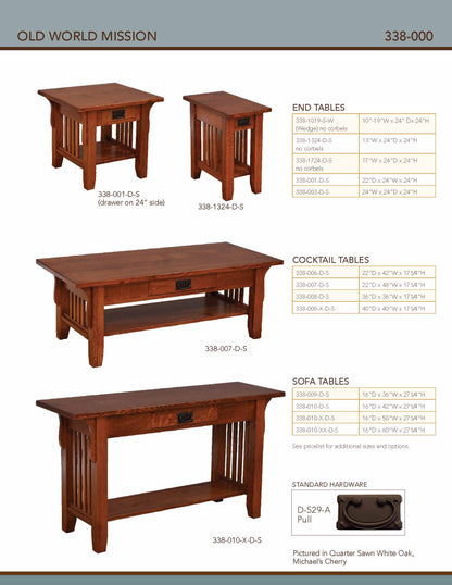 Old World Mission End Table – 24"W