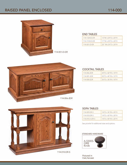 Raised Panel Enclosed Cocktail Table – 42"W