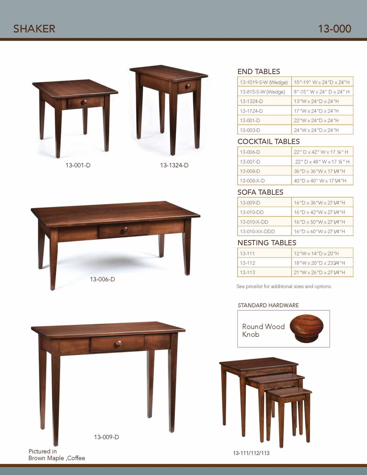 Shaker Cocktail Table – 42"W