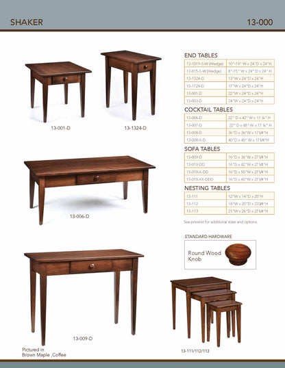 Shaker End Table – 13"W