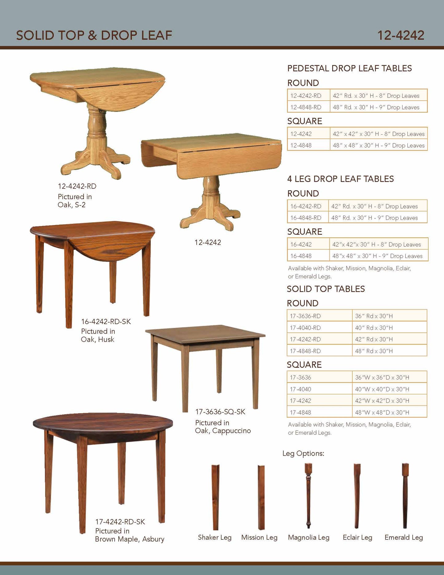 Solid Top & Drop Leaf 42" Round Drop-Leaf Table