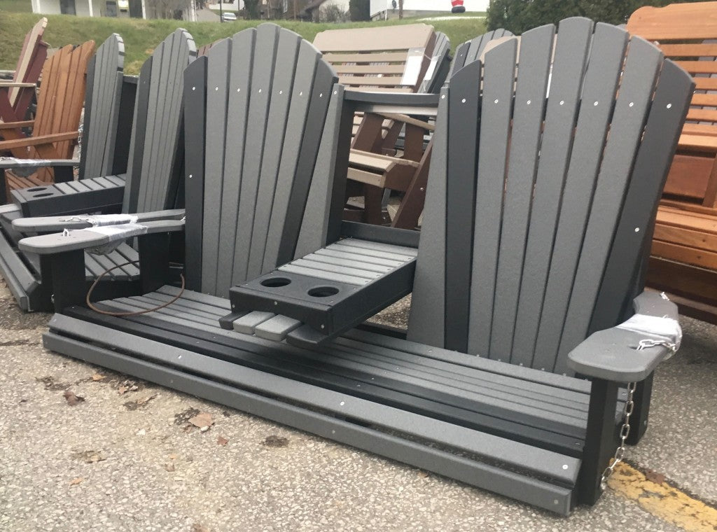 Poly 5′ Adirondack Swing with Fold Down in Dark Gray on Black