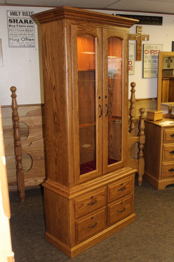 8 Gun Traditional Cabinet With Drawers and Canned Light Miller's Woodshop 