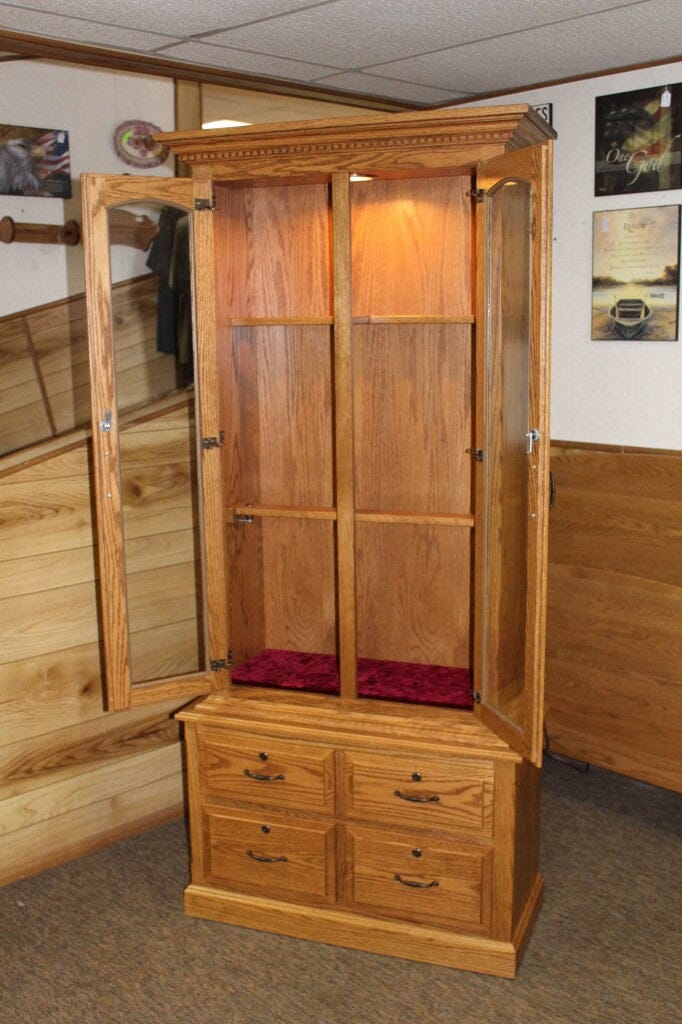8 Gun Traditional Cabinet With Drawers and Canned Light Miller's Woodshop 