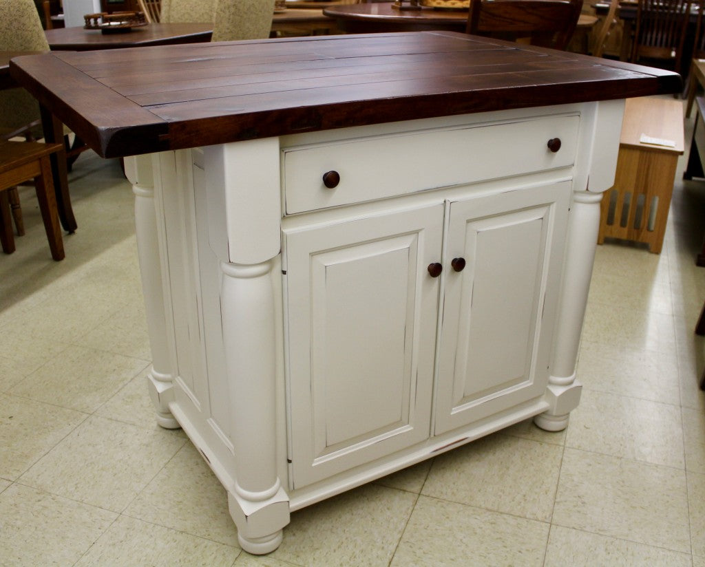 Turned Leg Island with Rough Sawn Top