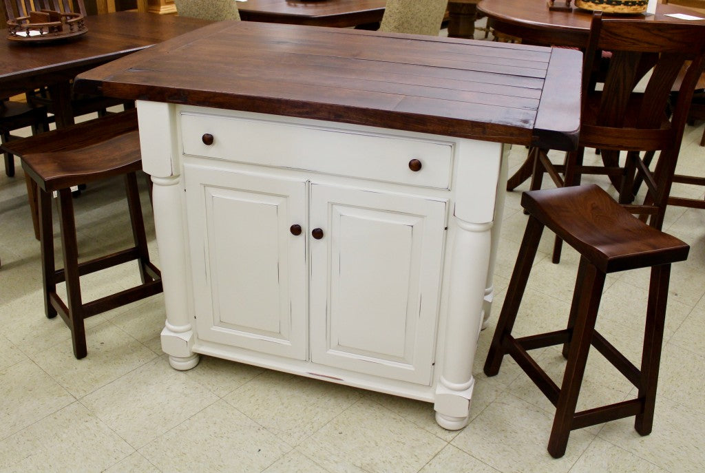 Turned Leg Island with Rough Sawn Top