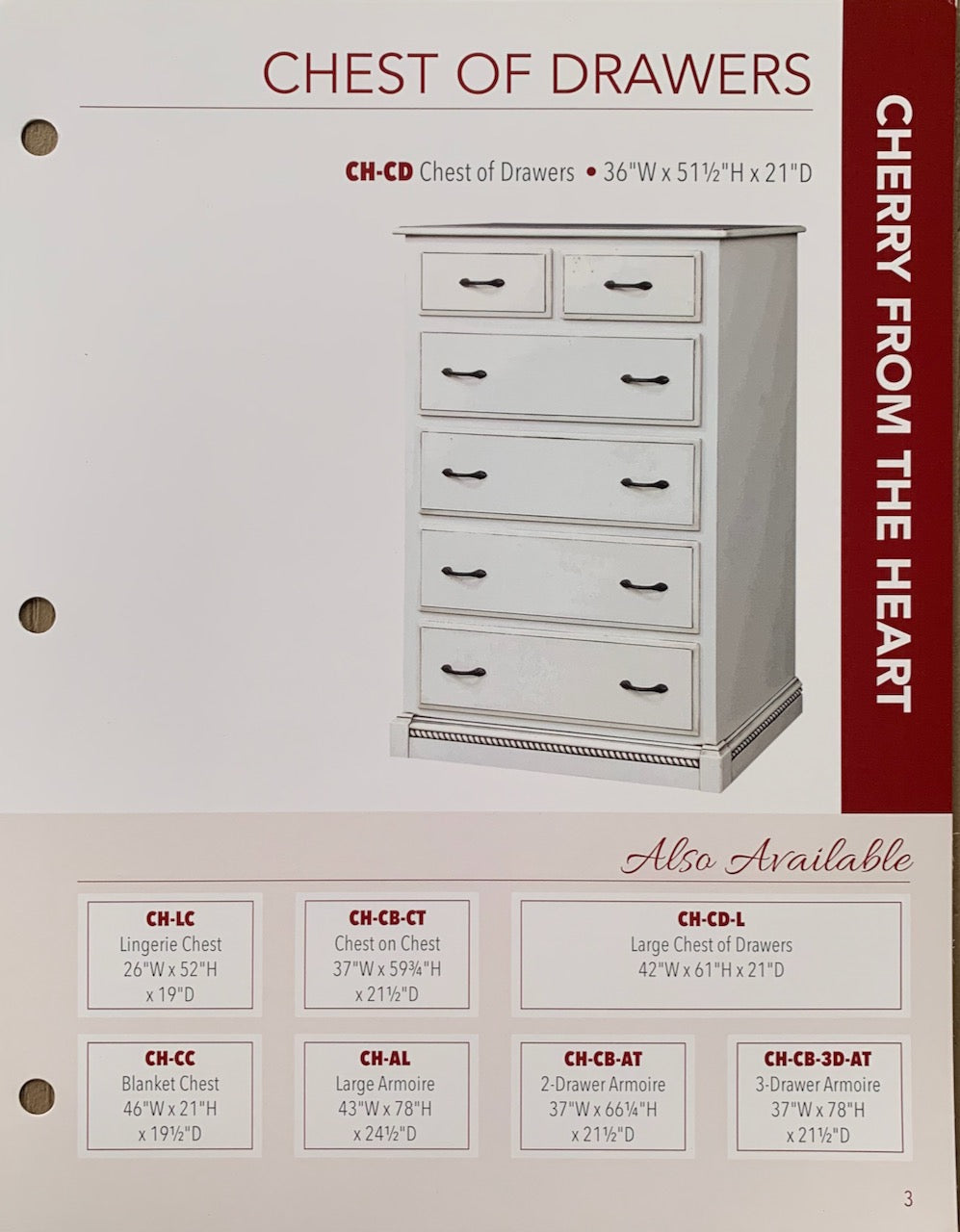 Cherry From The Heart Bedroom Set in White Rub Through Finish