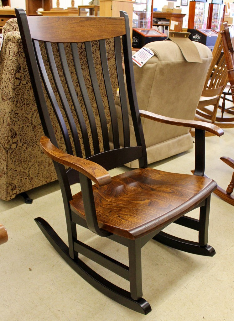 Lower Ribbon Style Rocker High Back Rocker In Elm With Two Tone Finish - Amish Traditions