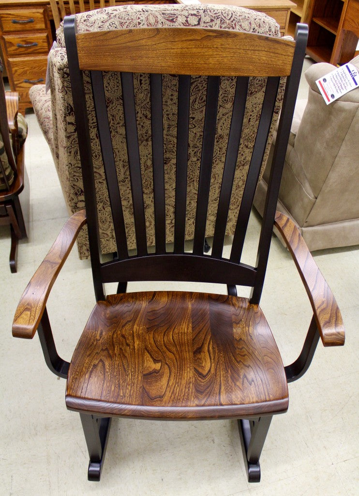High Back Rocker In Elm With Two Tone Finish - Amish Traditions