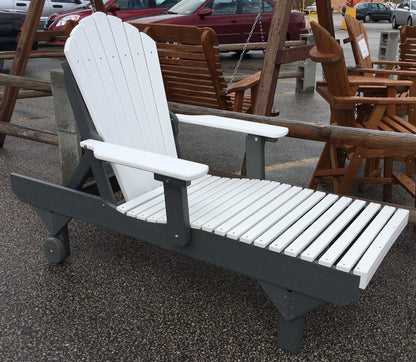 Poly Adirondack Chaise Lounge in White on Dark Gray