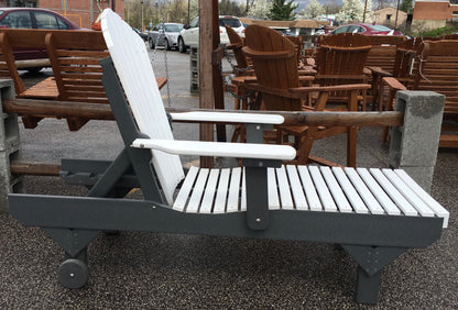 Poly Adirondack Chaise Lounge in White on Dark Gray