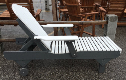 Poly Adirondack Chaise Lounge in White on Dark Gray