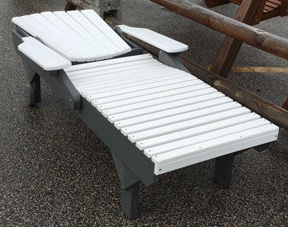 Poly Adirondack Chaise Lounge in White on Dark Gray
