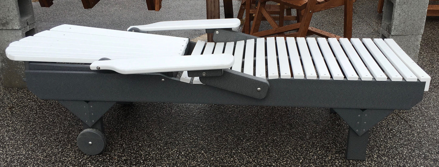 Poly Adirondack Chaise Lounge in White on Dark Gray