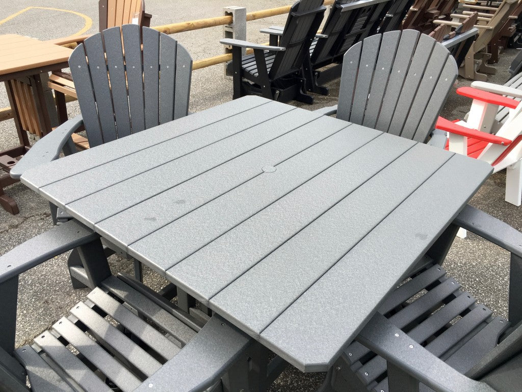 Poly 44″ Square Counter Height Table and Adirondack Swivel Bar Stool Set