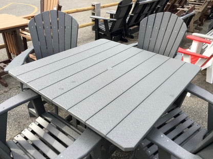 Poly 44″ Square Counter Height Table and Adirondack Swivel Bar Stool Set