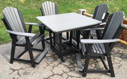 Poly 44″ Square Counter Height Table and Adirondack Chair Set